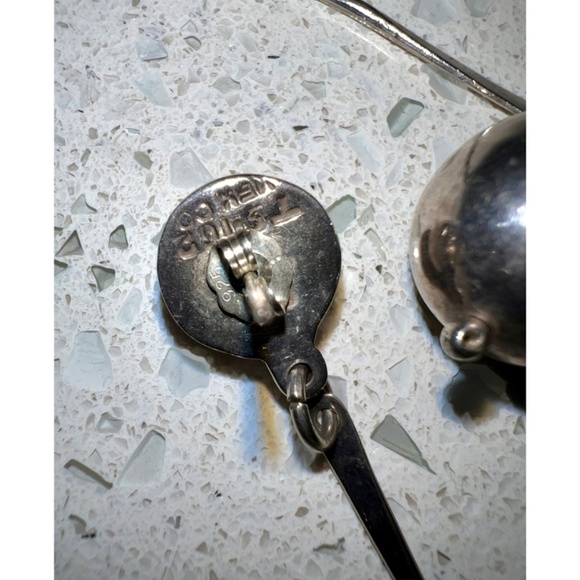 STERLING SILVER BALL DROP EARRINGS - Picture 3 of 7